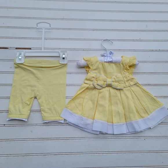 First Impressions 3-6 Months Baby Girl Yellow Dress Top Set Outfit Spring Summer - Picture 1 of 6